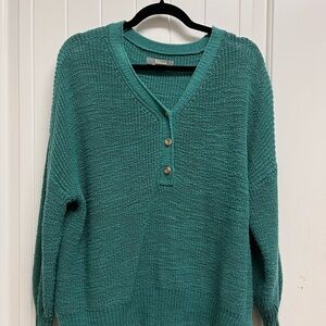 Natural Reflections Teal V-Neck Sweater